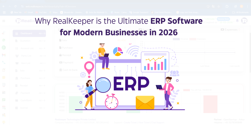 Discover how All-in-One Business Software helps businesses manage accounting, inventory, GST billing, sales, CRM, and financial reporting from one integrated platform with RealKeeper ERP Accounting Software.