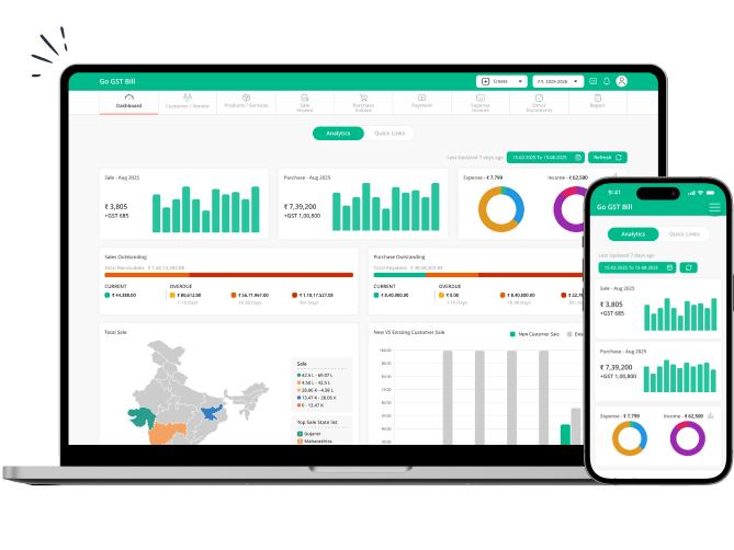 GST Billing with E-Way Bill & E-Invoice dashboard