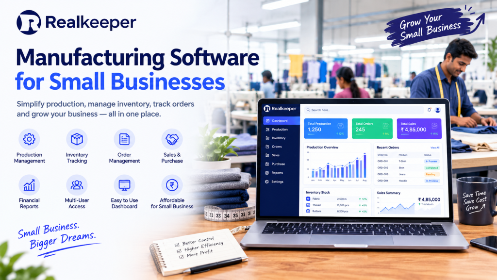 Manufacturing ERP software dashboard for small business
